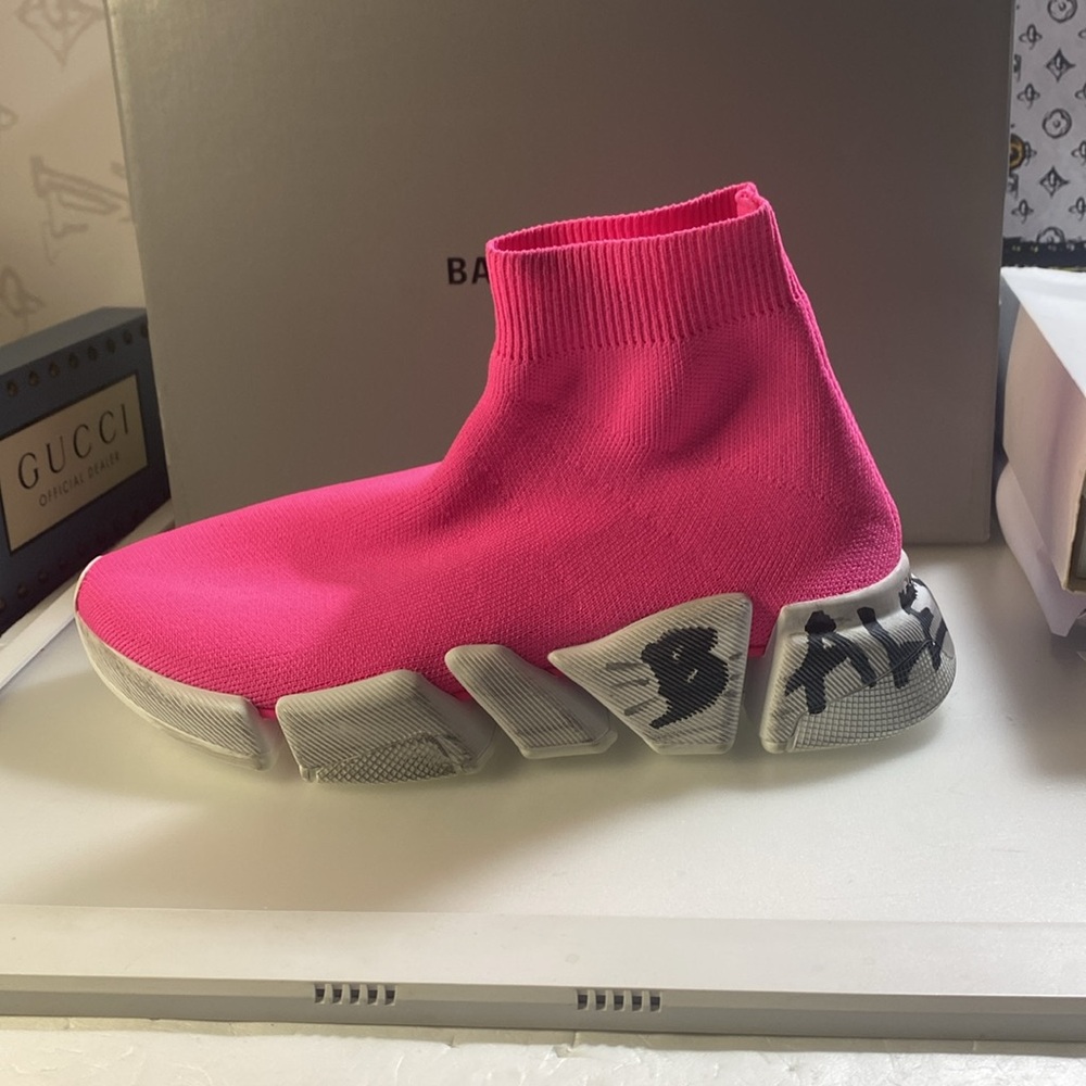 Balenciaga Speed 2.0 Graffiti-Printed Sock Sneakers Size EU 38 (US 8) - Picture 7 of 10